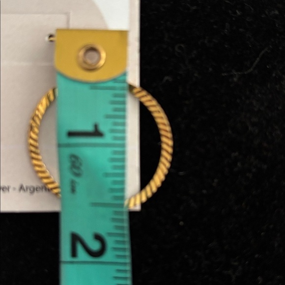 Da Vinci Gold tone Round Dangle Hoop Earrings - Picture 6 of 10